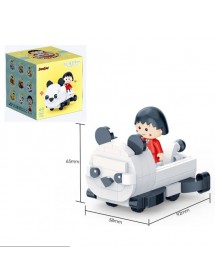 小丸子熊猫積木125件裝-回鏈功能車 CHIBI MARUKO CHAN Panda (pullback action blocks car)