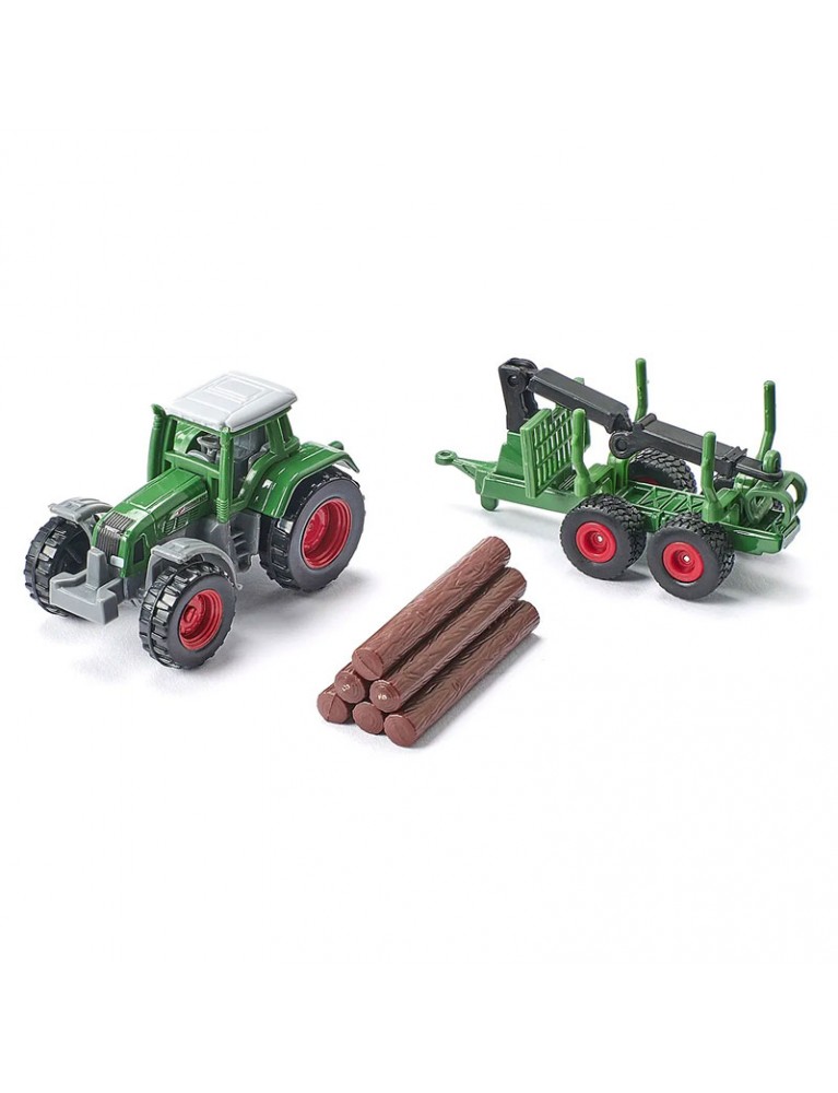 SIKU FENDT WITH FORESTRY TRAILER 拖拉機拖車與林業 SIKU FENDT WITH FORESTRY TRAILER 拖拉機拖車與林業