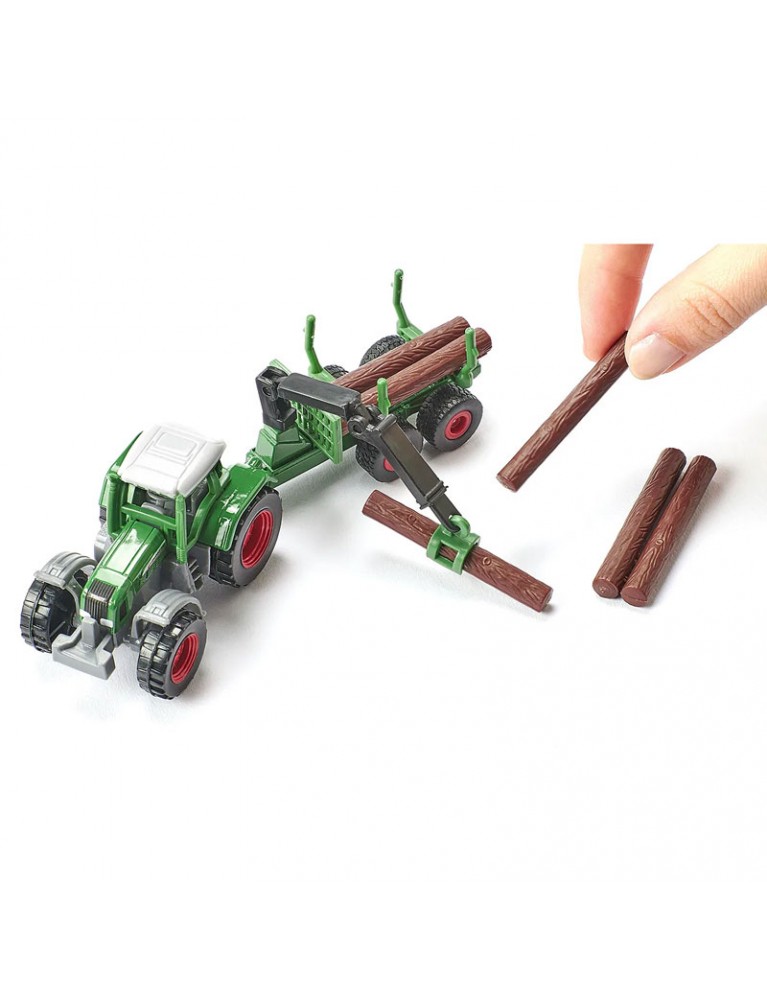 SIKU FENDT WITH FORESTRY TRAILER 拖拉機拖車與林業 SIKU FENDT WITH FORESTRY TRAILER 拖拉機拖車與林業