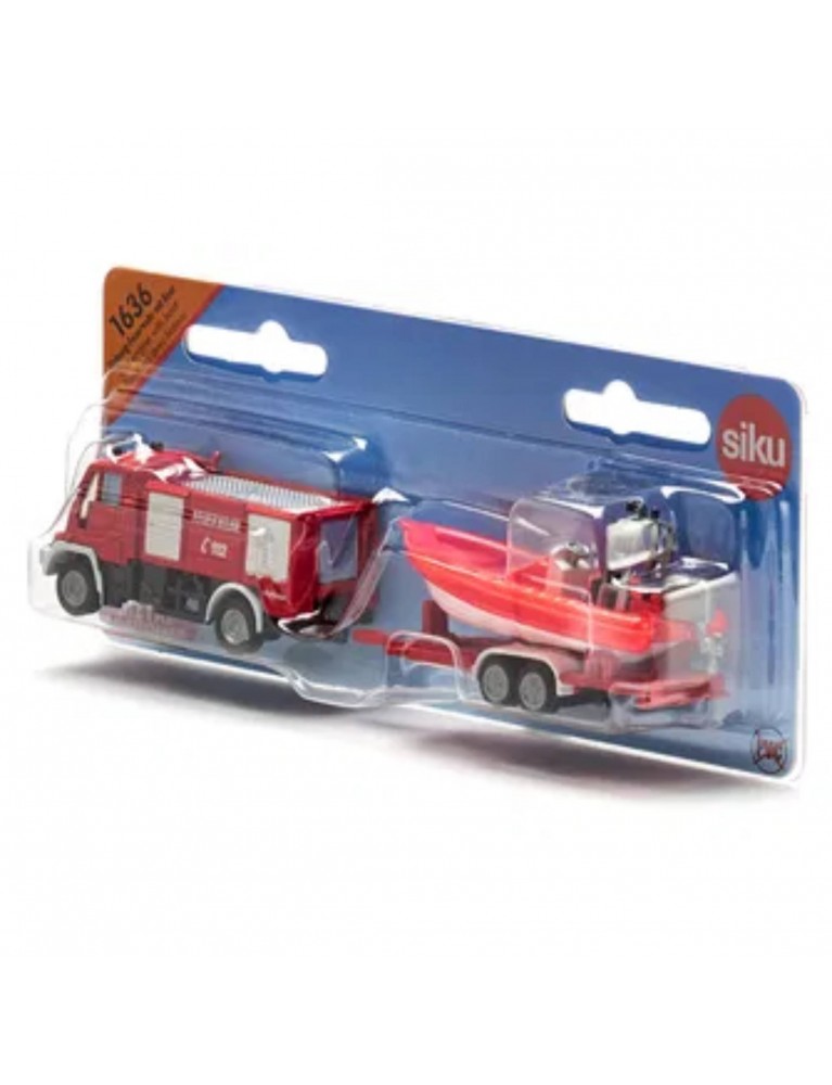 SIKU 1:87 UNIMOG FIRE ENGINE WITH BOAT 烏尼莫克消防車乘船 SIKU 1:87 UNIMOG FIRE ENGINE WITH BOAT 烏尼莫克消防車乘船