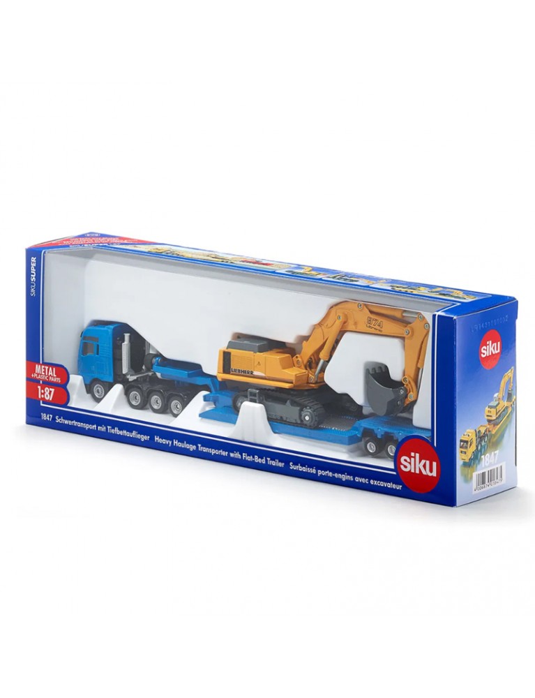 SIKU 1:87 MAN HEAVY HAULAGE TRANSPORTER WITH LIEBHERR EXCAVATOR 重型拖運轉運與平板拖車 SIKU 1:87 MAN HEAVY HAULAGE TRANSPORTER WITH LIEBHERR EXCAVATOR 重型拖運轉運與平板拖車