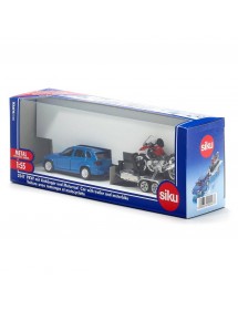 SIKU 1:50 CAR WITH MOTOR BIKE AND TRAILER 私家車連拖架及電單車