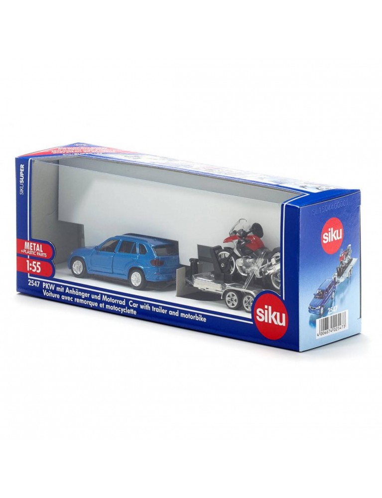 SIKU 1:50 CAR WITH MOTOR BIKE AND TRAILER 私家車連拖架及電單車 SIKU 1:50 CAR WITH MOTOR BIKE AND TRAILER 私家車連拖架及電單車