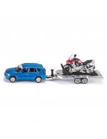 SIKU 1:50 CAR WITH MOTOR BIKE AND TRAILER 私家車連拖架及電單車